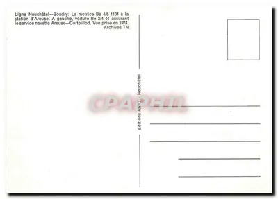 Areuse — Estación del tranvía — Ediciones AN/AT-Neuchâtel — Reverso