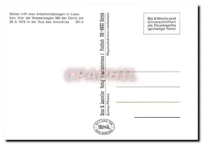 Tramway n°389 em Lisboa — Carris — Editor Ernst B. Lentwiler, Zurique — Verso
