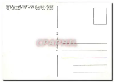 Żółty tramwaj — Linia Neuchâtel-Boudry — Wydawnictwo TN Neuchâtel — Rewers