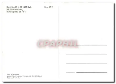 Tramway em Moutier — SBB CFF FFS — Tram 409 e 1471 — Tramli-Impress, CH-4012 Basel — Verso