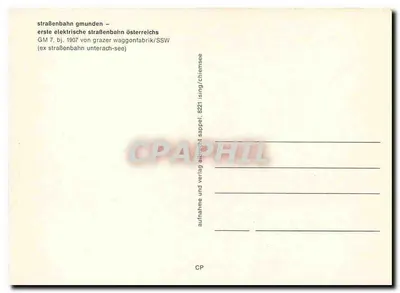 Tramway de Gmunden — primeira linha elétrica da Áustria — n° 8221 — Verso