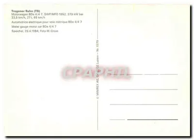 Trogener Bahn — Tramway de St. Gallen — MNIREX AG, n° 1579 — Rewers
