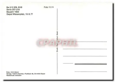 Tramwaj n°209 — seria 207-216, rok produkcji 1932 — Tramli-Impress, Bazyleja — Rewers