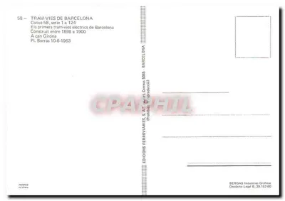 Tramway de Barcelona — Cotxe 58, série 1 a 124 — Edições Ferroviárias S.A. — Verso