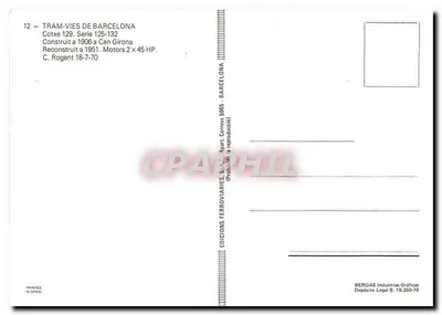 Tramwaj w Barcelonie — numer 129, seria 125-132 — Wydawnictwo Ferroviaire, S.A. — Rewers