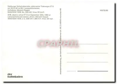 Salzburger Verkehrsbetriebe, elektryczny tramwaj ET 6 — Lamprechtshausen — der bahnladen, n° 10375/83 — Rewers