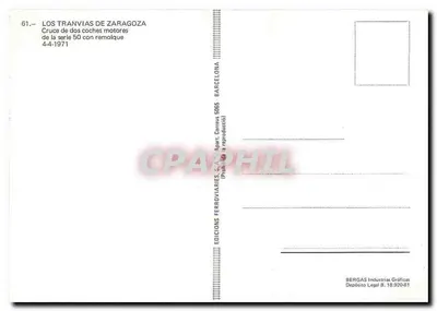 Os trams de Zaragoza — Cruzamento de dois veículos da série 50 com reboque — Éditions Ferroviaries, S.A., Barcelone — Verso
