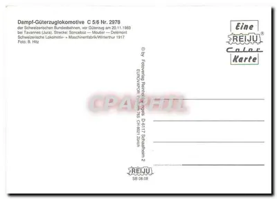 Locomotiva a vapor C 5/6 n° 2978 — Schweizerische Bundesbahnen — REIJU Color Karte — Verso