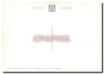 Festiniog Railway, Porthmadog, Gwynedd — widok panoramiczny z pociągiem i doliną — wydawca C 3252 — Rewers