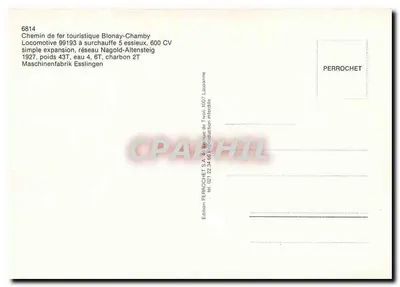 Tourist Railway Blonay-Chamby — Locomotive 99193 — Edition PERROCHET — Back