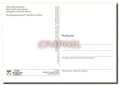 Poczta i kolej — Wóz i kolej — Bundespostmuseum Frankfurt am Main, seria Postkarten Nr. 502-10 — Rewers