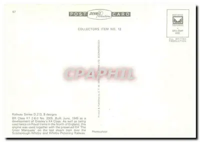 LNER 2005 — locomotiva BR Class K1 — Dennis Productions — Verso