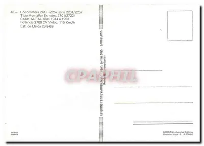 Lokomotywa 241-F-2257 — seria 2201/2257 — Éditions Ferroviaries S.A. n°43 — Rewers