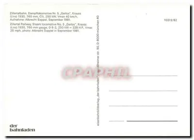 Zillertalbahn — lokomotywa 5 "Gerlos" — der bahnladen — Rewers