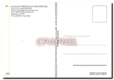 Lokomotywa 030-2214 — seria 030-2209/2222 — Éditions Ferroviaries, S.A. — Rewers