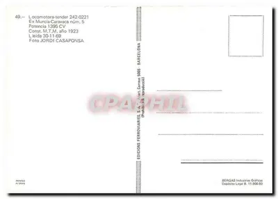 Locomotora-tender 242-0221 — Ex Murcia-Caravaca, n°5 — Editor EDICIONS FERROVIÀRIES S.A. n°49 — Verso