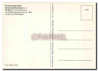 Trem a vapor 99 582 — IG Schmalspurbahn Schönheide/Carlsfeld e.V. — editor IG Schmalspurbahn — Verso