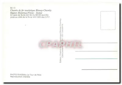 Pociąg parowy 99 193 — Kolej turystyczna Blonay-Chamby — Wydawnictwo La Tour de Peilz — Rewers