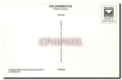 Pociąg miniaturalny w Fairbourne — Barmouth — wydawca Colourmaster International, seria BAR 63 — Rewers