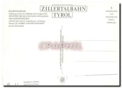 Zillertalbahn — Tirol — n° 5 — Verso