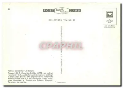 Locomotiva 44932 — Classe 5 4-6-0 da L.M.S. — T.W. Dennis Productions — Verso