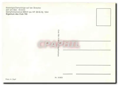 Trem a vapor 699.01 — Zell am See - Krimml — Club 760 — Verso