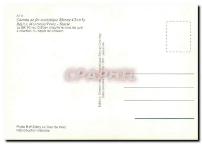 Chemin de fer touristique Blonay-Chamby — Região Montreux/Vevey — A 99193 (ex D.B.) aquece ao longo do quai de carvão do depósito de Chaulin — Verso
