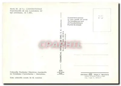 Model lokomotywy — rok 1873 — Comercial Escudo de Oro, S.A. n° 9 — Rewers