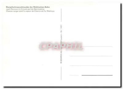 Parowóz śnieżnoodrzuwacz Rytrowskiej Kolei — po remoncie w eksploatacji na linii Bernina — wydawca MINIREX AG, nr 1401 — Rewers