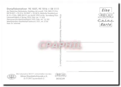 Parowoz 95 1027, 95 1016 + 58 1111 — DRG 58 311 — REIJU Color Karte — Rewers