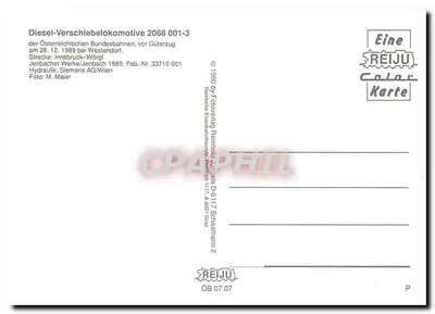 Locomotiva 2068 001-3 — Diesel-Verschiebelokomotive delle Ferrovie Federali Austriache — REIJU Color Karte — Verso