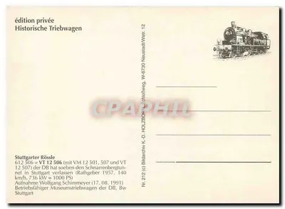 Stuttgartter Rössle — VT 12 506 saindo do túnel de Schnarrenberg — edição privada Historische Triebwagen, n°12 — Verso