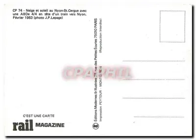 Nyon-St-Cergue — Snow and Sun with an ABDe 4/4 — Éditions Modernes & Illustrées — Back