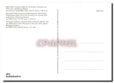 Centovalli-Bahn — trem elétrico ABFe 4/4 17 em Trontano — der bahnladen — Verso
