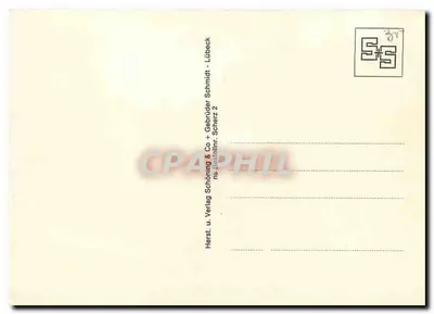 Pociąg parowy w lesie — Güt angekommen — wydawca Schöning & Co, Lübeck — Rewers
