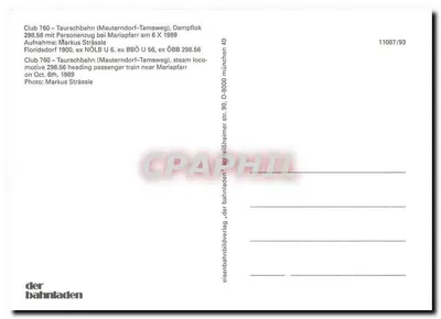 Trem a vapor 298.56 — Taurachbahn (Mauterndorf-Tamsweg) — der bahnhaden — Verso