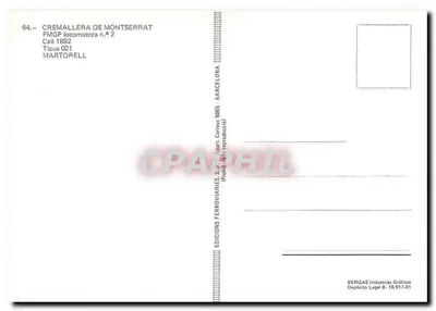 Cremallera Montserrat — Lokomotywa nr 2 — Wydawnictwo Ferroviarie S.A. — Rewers