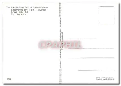 Llagostera — Estação — Editor: Carrillets Sant Feliu de Guixols-Girona, n°2 — Verso