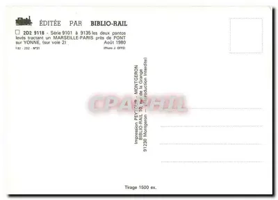 2D2 9118 perto de PONT sur YONNE — Editada por BIBLIO-RAIL, n°31 — Verso