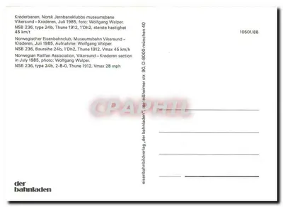 Trem a vapor NSB 236 — seção Krøderen, Vikersund — editor der bahnladen, n° 10501/88 — Verso