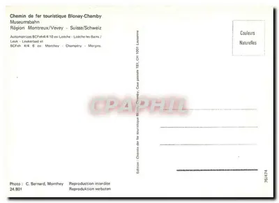 Caminho de ferro turístico Blonay-Chamby — Automotores BCFeH 4/4 ex-Loëche - Leukerbad e BCFeH 4/4 6 ex-Monthey - Champéry - Morgins — Edição: Caminho de ferro turístico Blonay-Chamby — Verso