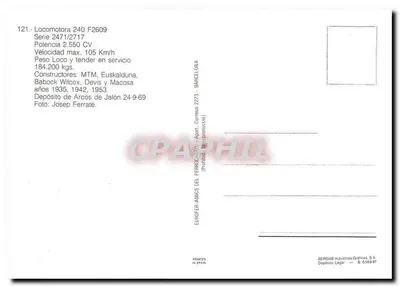 Locomotiva 240 F2609 — Série 2471/2717 — EUROFER-AMICS DEL FERRO-COMTIL — Verso