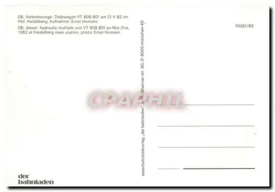 VT 608 801 — lokomotywa hydrauliczno-dieselowa — wydawca der bahnladen, nr 10361/83 — Rewers