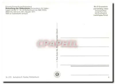 Pociąg Szwajcarii — Schnellzug der Südostbahn — Rud. Suter AG, Nr. 276 — Rewers