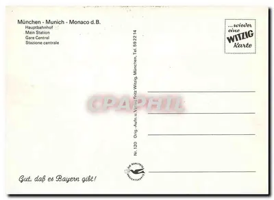 München Hauptbahnhof — Zentralbahnhof — Witzig Verlag, Nr. 120 — Rückseite