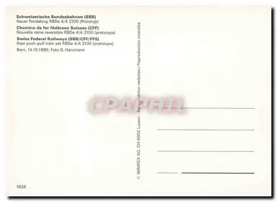 Most nad Rynem — Pociąg RBDe 4/4 2100 prototyp — MINIREX AG, CH-6002 Luzern — Rewers