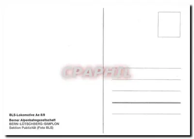 Lokomotiva elétrica Ae 8/8 — BERN-LÖTSCHBERG-SIMPLON — Berner Alpenbahngesellschaft — Verso
