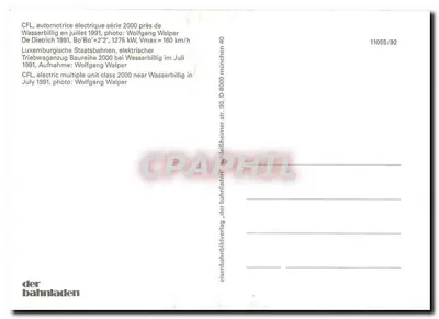 CFL automotrice seria 2000 — blisko Wasserbillig, lipiec 1991 — der bahnhalden, n° 11055/92 — Rewers