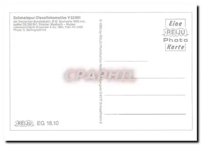 Lokomotiva V 52 901 — Mudau — REIJU Archiv-Karte — Verso