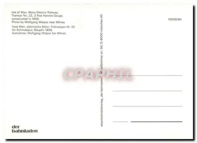 Manx Electric Railway — Tramcar No. 22 — der bahnladen, n° 10639/84 — Rewers